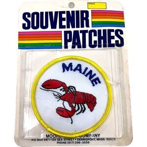 Maine Vacationland Vintage 1980s Souvenir Lobster Patch *NEW*